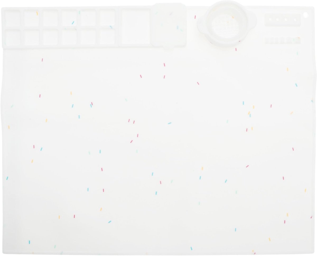 Dailygoods - Siliconen Knutselmat met Reinigingsbeker en Kleurhouder - Wit