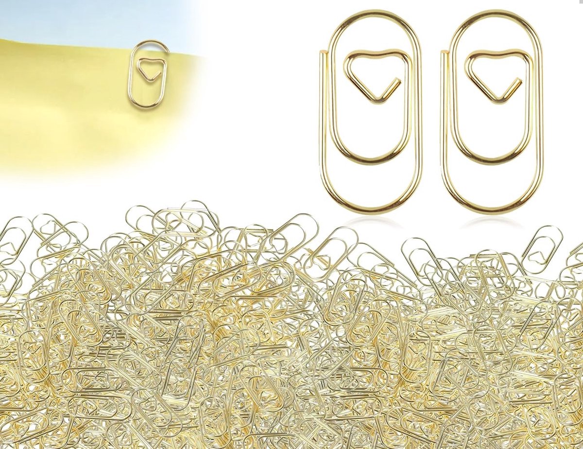 Dailygoods - 130 Stuks Gouden Paperclips met Hartmotief