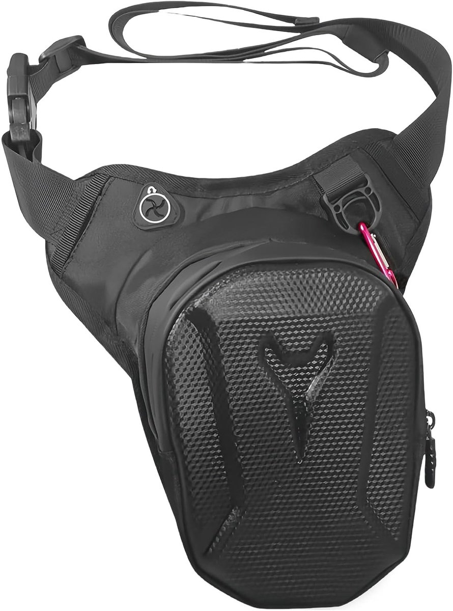 Verstelbare Waterdichte Heuptas voor Motorfiets en Wandelen - 2-in-1 Been- en Buiktas met Hard Shell, Ideaal voor Fietsen, Avontuur en Outdoor Activiteiten, Zwart