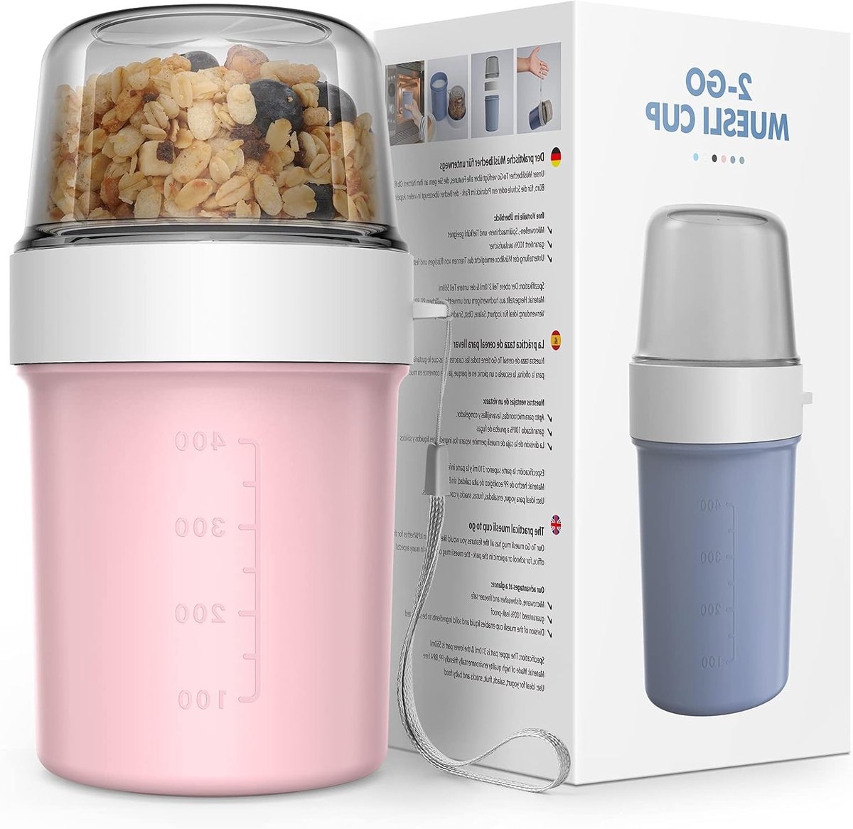 Praktische 2-in-1 ontbijtkom voor kinderen, ideaal voor yoghurt en cereal, geschikt voor vriezer, magnetron en vaatwasser (morandi pink)