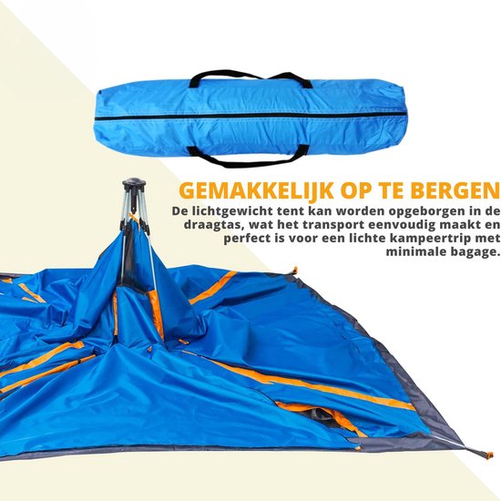 Webzon - Pop-up Tent 2-4 Personen - Automatische Waterdichte Kampeertent - Binnen 1 Minuut Opgezet - 210D Oxford - Met Muggengaas, Ventilatie & Draagtas - Voor Camping, Festival & Strand - Blauw — afbeelding 3