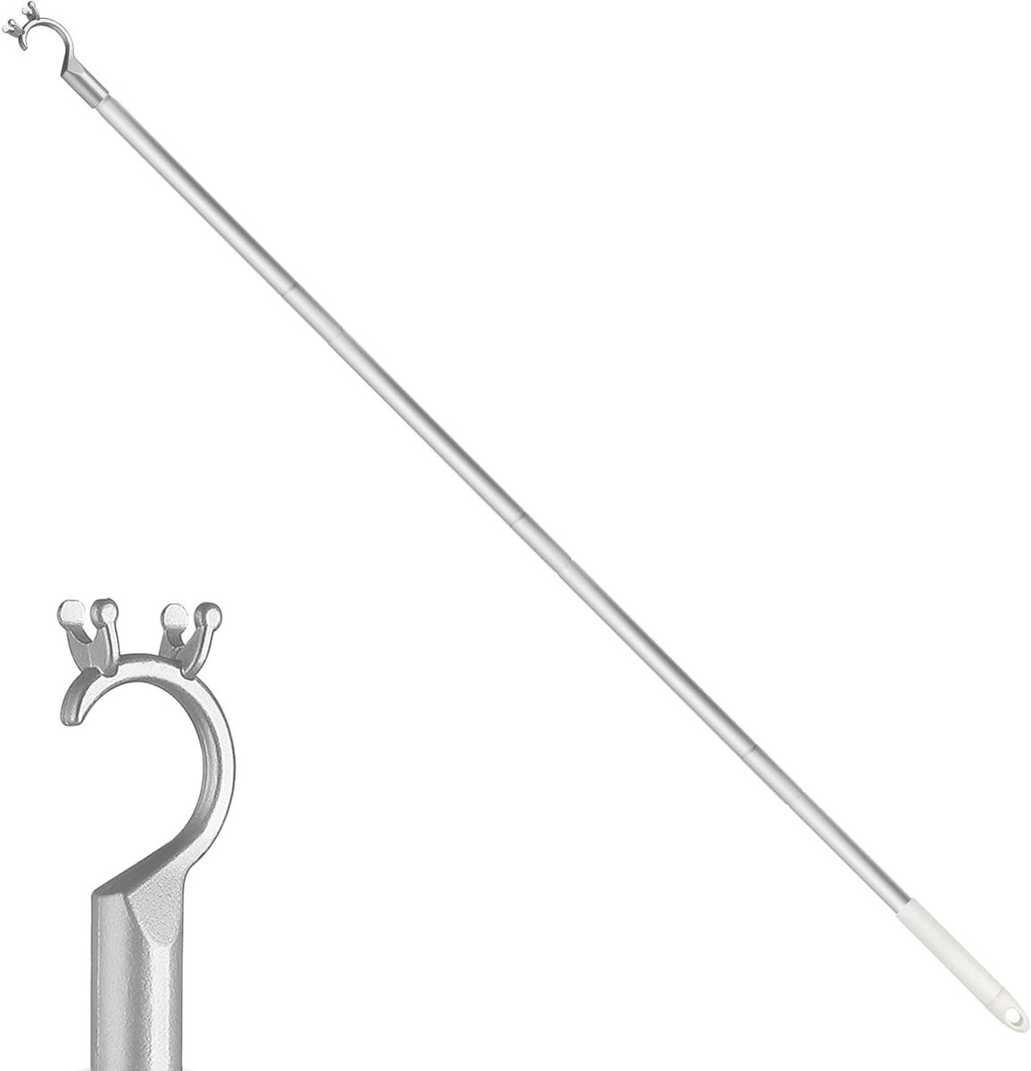 Verlengbare Raamopener met Haak, Aluminium Stang van 115 cm, Ideaal voor Dakramen en Ventilatie, Praktische Antislip Grip, 4-Delige Set