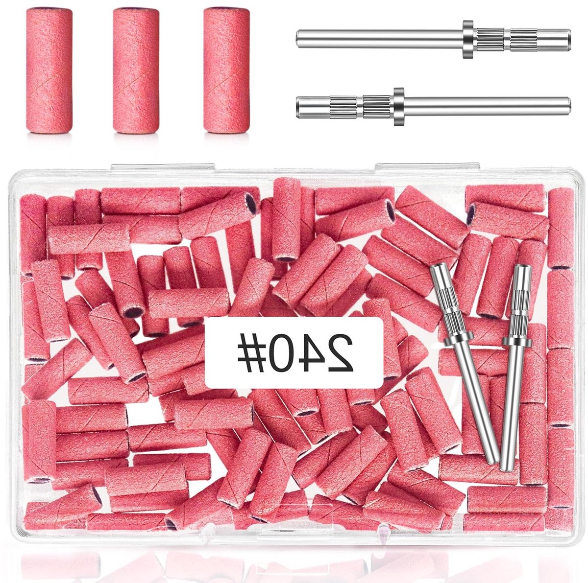 Set van 100 Kleine Schuurbanden voor Nagelboor - 240 Korrel, Zeer Fijne Schuurbanden met 3.1 mm Mandrel voor Natuurlijke Nagels, Acrylnagels en Gel Manicures en Pedicures