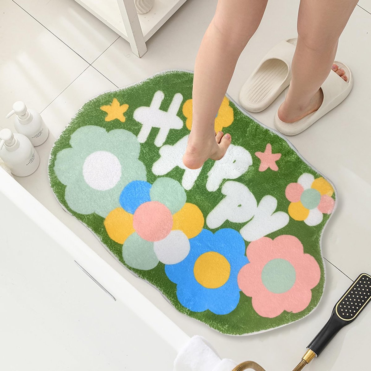 Dailygoods - Dailygoody - Badmat - groene badmat - super absorberend en zacht - 40 x 60 cm - wasbaar badtapijt - antislip voetenmat - geschikt voor badkamer