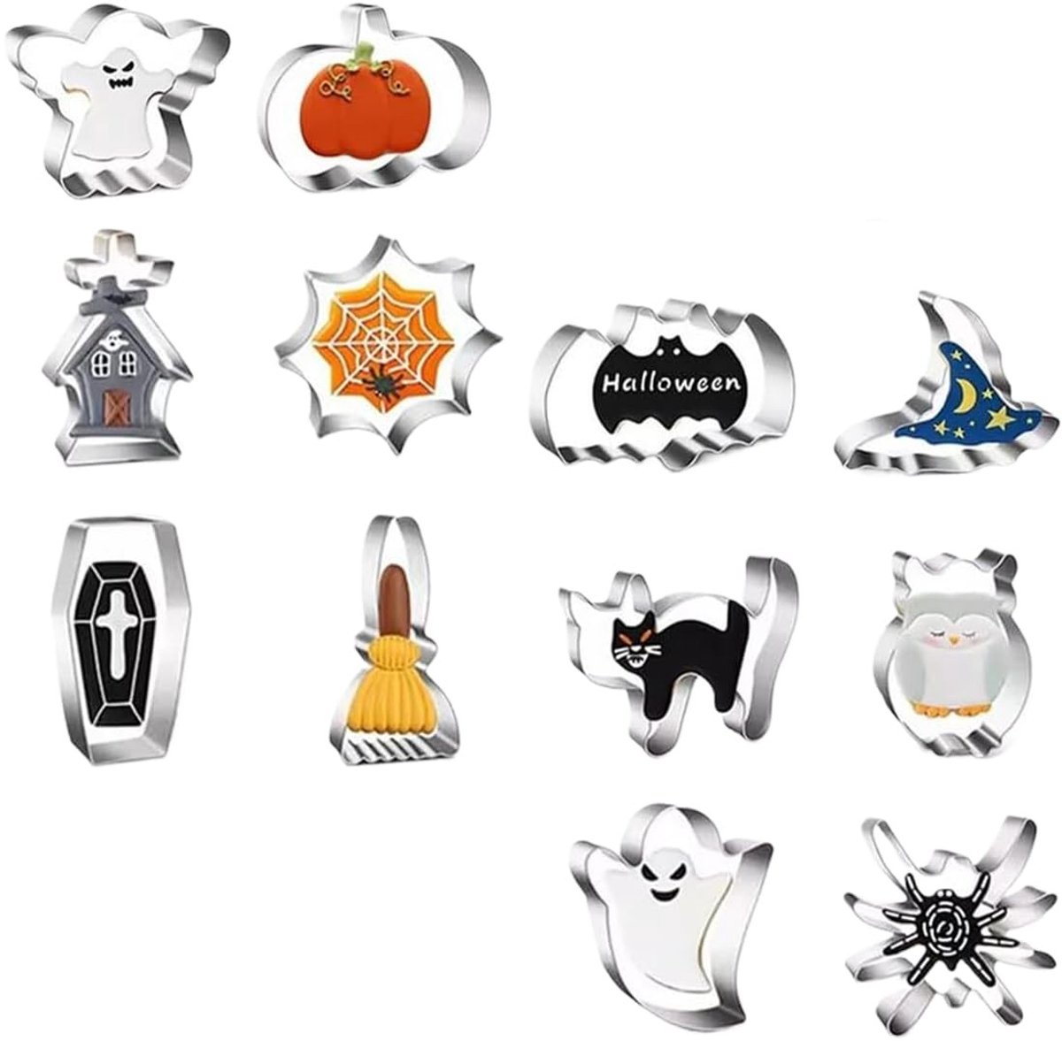 Dailygoods - Set van 12 Halloween Koekjessnijders van Roestvrij Staal