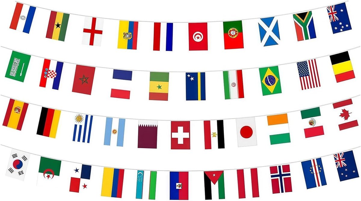 Voetbal 2026 Vlaggen Wimpelketen - 42 Landen Vlaggen Slinger voor Feest en Wereldkampioenschap Voetbal Decoratie