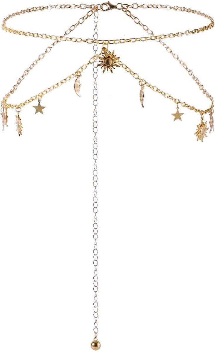 Dailygoody - Dames Ketting Riem - Trendy Taille Riem - Goud - Cowgirl Ketting Riem - Geschikt voor Broek Jeans en Kleding - Dubbellaagse Design