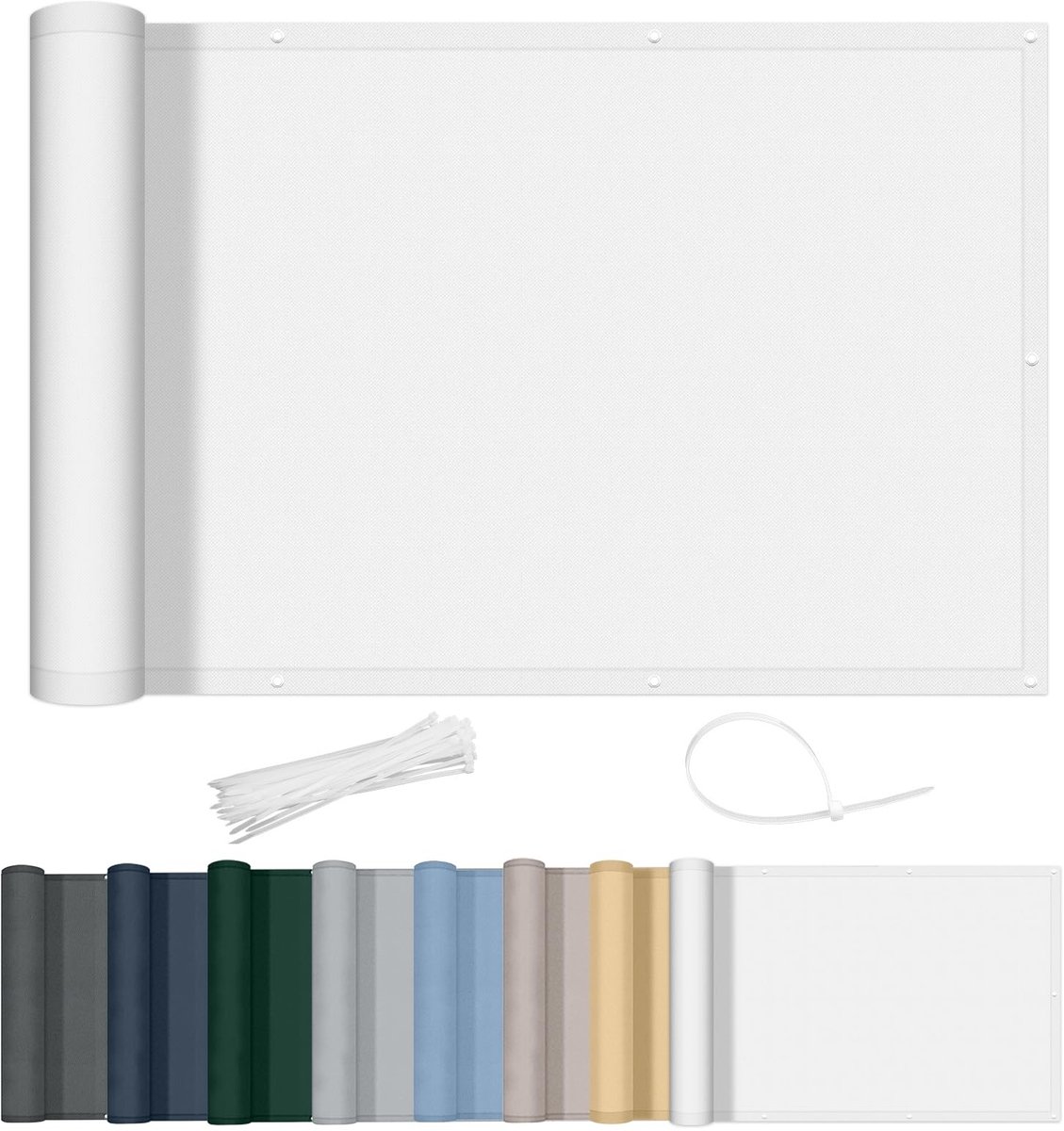 Dailygoody - Balkonscherm - Waterdicht - Privacybescherming - Wit - Windscherm - UV-bescherming - Geschikt voor balkon - 100x600cm