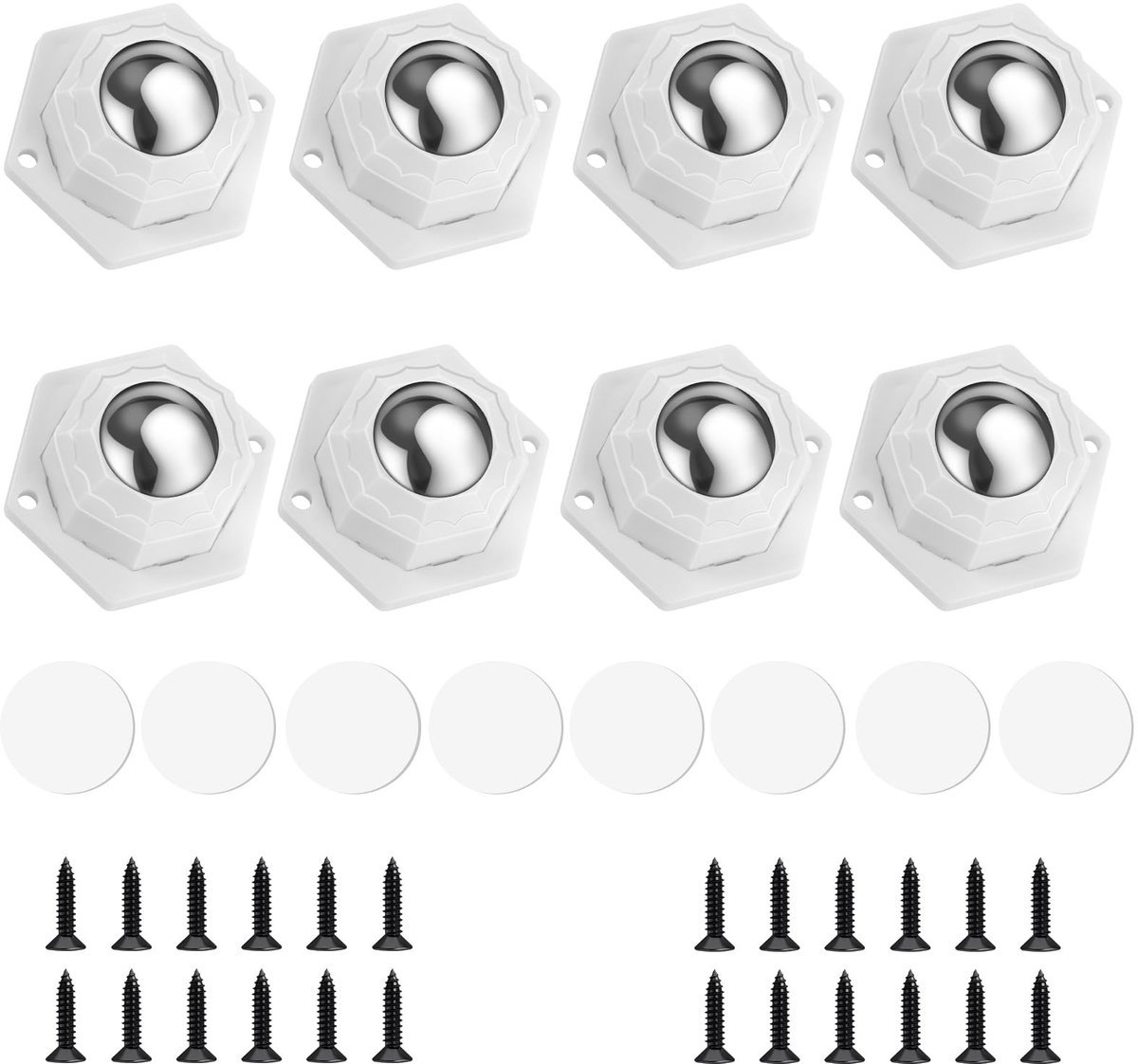 Dailygoody - Meubelwielen - 360° Zwenkwielen - Zelfklevende Installatie - Duurzaam - Vloerbescherming - Ideaal voor Meubels - Zwart - Set van 8