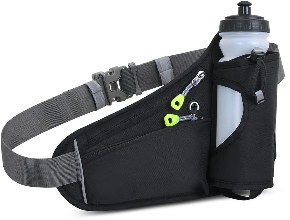 Dailygoody - Heuptas voor hardlopen - Lichtgewicht en comfortabel - Zwart - Perfect voor wandelen - Unisex - Geschikt voor smartphones tot 6,7 inch