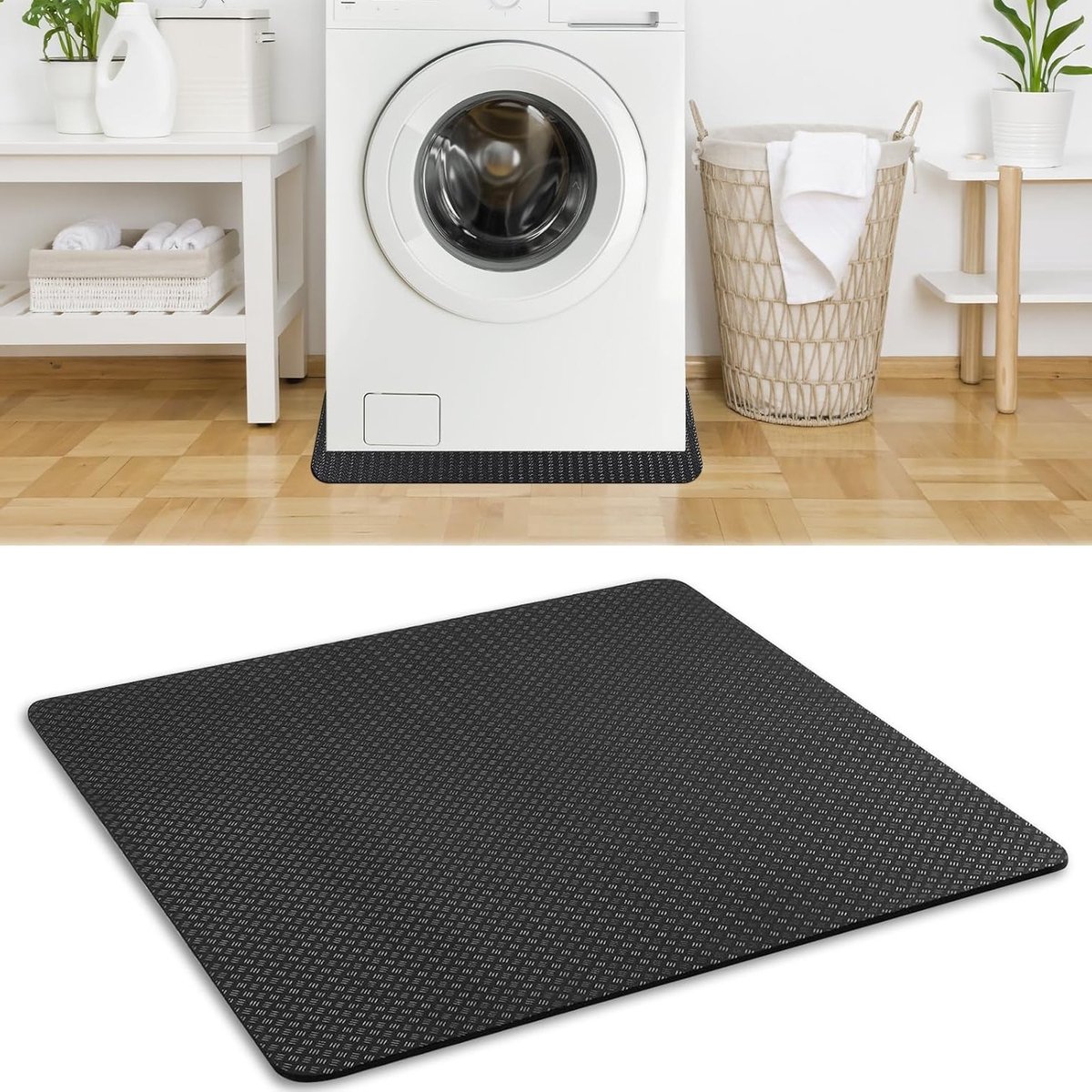 Anti-vibratie mat voor wasmachine, 60 x 60 cm, dubbelzijdig, waterdicht en antislip, vloerbescherming voor huishoudelijke apparaten, wasdroger en koelkast