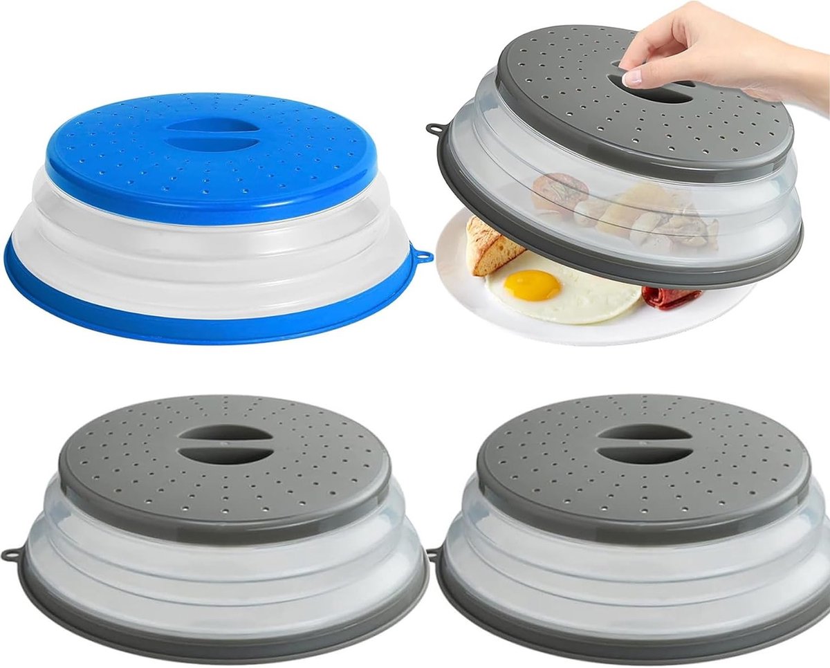 Vouwbare Magnetron Deksel, 3 Stuks, Voor Het Verwarmen van Eten, Spatbescherming en Stoomgat voor Magnetrongebruik