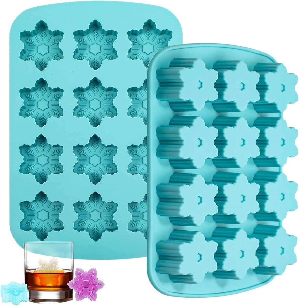 Siliconen ijsblokjesvorm met sneeuwvlokdesign - 2 stuks voor ijs, chocolade en decoratie