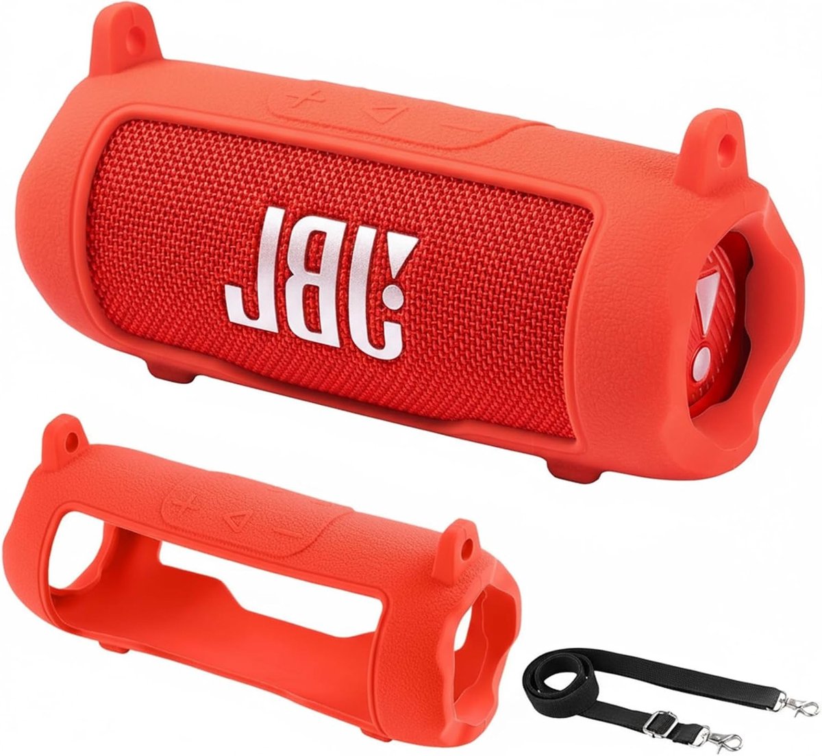 Draagbare Silicone Hoes voor Bluetooth Speaker met Afneembare Schouderband - Geschikt voor JBL Flip 7 - Bescherming en Stijl in Rood