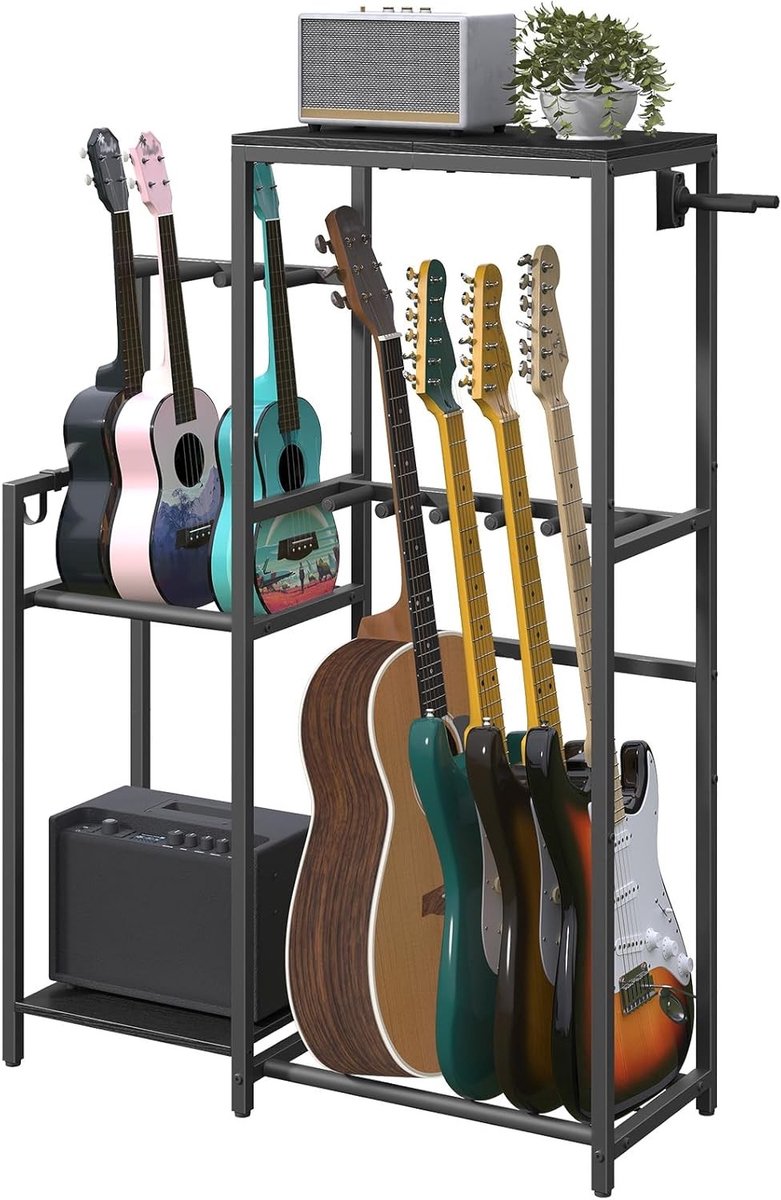 Guitar Stand voor 9 Gitaren - Standaard voor Akoestische, Elektrische en Basgitaren, Geschikt voor Muziekstudio en Presentatie