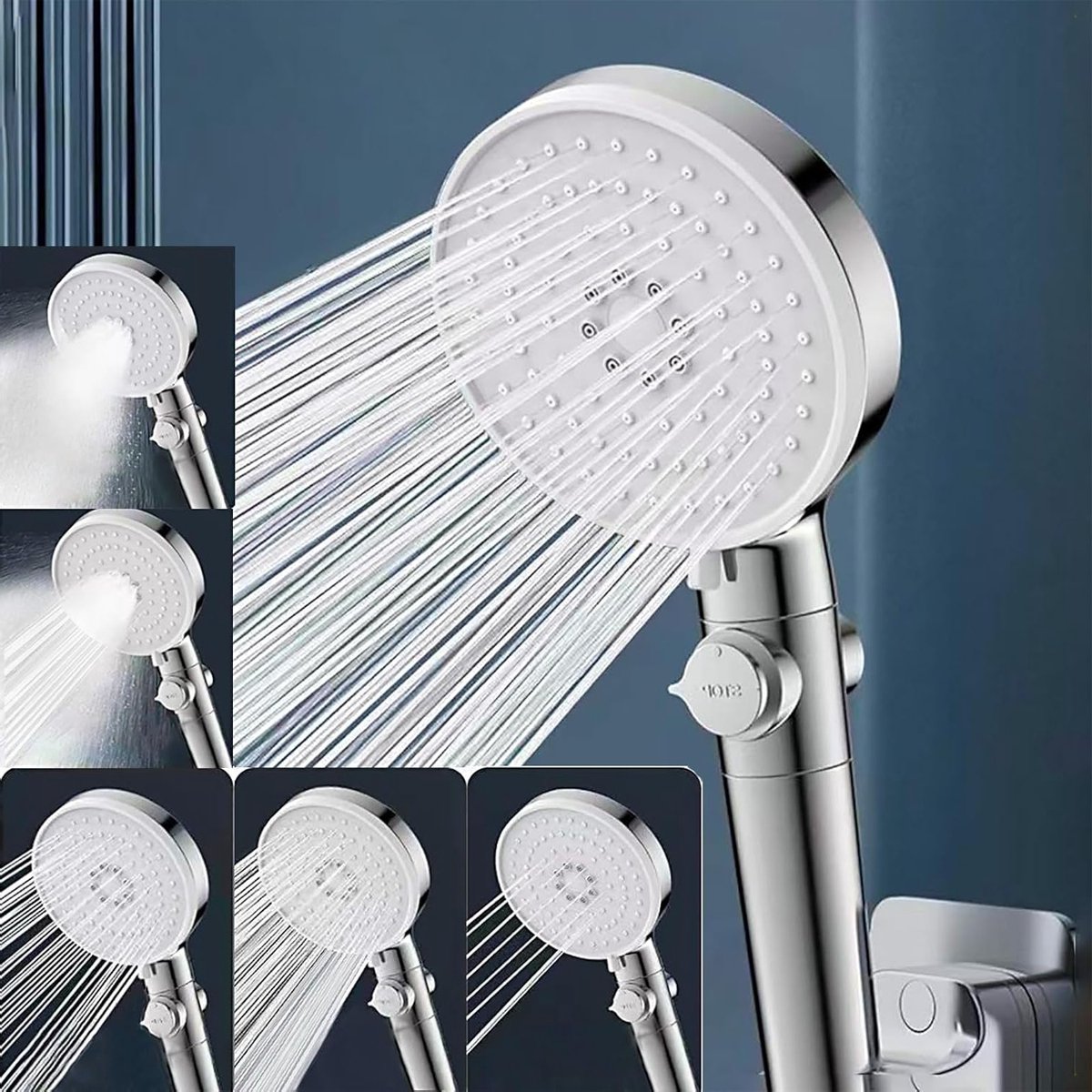Verstelbare Douchestraal met 5 Jet Types, Waterbesparend en Handdouche met Filter voor Thuis Spa Ervaring