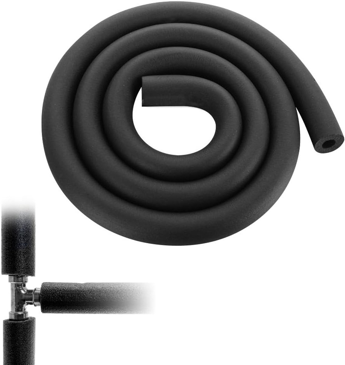 Zelfklevende pijpisolatie van foam, Ø 16 mm/9 mm, zwarte isolatie voor verwarmingsbuizen en fitnessapparatuur, energie-efficiëntie, geluidsisolatie, thermische bescherming