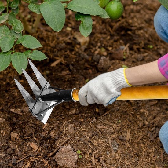 Handonkruidverdelger - Metalen hark tuin - Tuinonderhoud vereenvoudigen - Modulair ontwerp - 3 tanden - Metaal — afbeelding 2