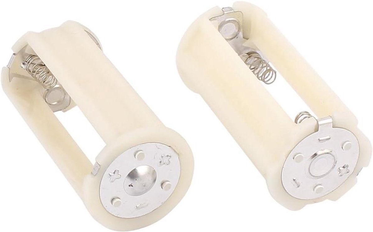 Batterij Adapter - Converter Houder - Apparaat Voeding - Verende Positieve Pool - 3x AA naar D - Wit