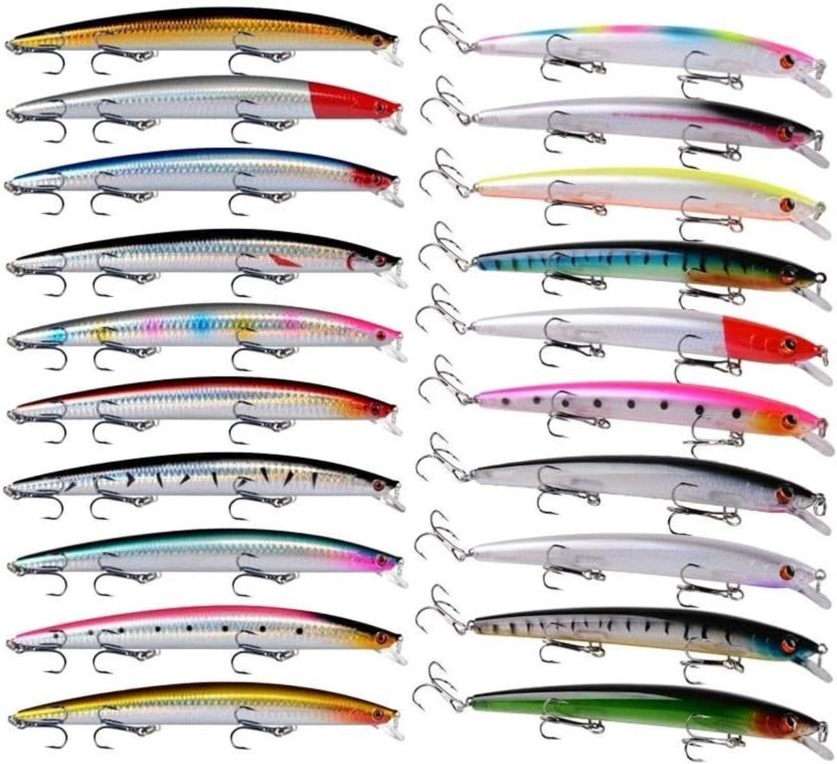 INEOUT 20 stuks Nep Aas Harde Minnow Crankbait Kunstaas Set van Wobbler for Snoek Trolling Visgerei 15g 24g Kunstaas Kit
