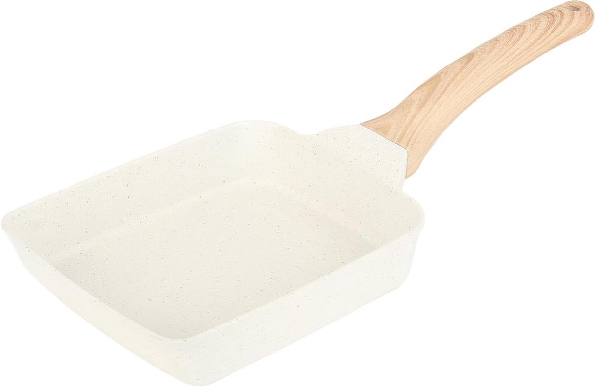 Ontbijt Koekenpan - Platte Pan - Omeletten Bakken - Antiaanbaklaag - Vier Vormen - Beige
