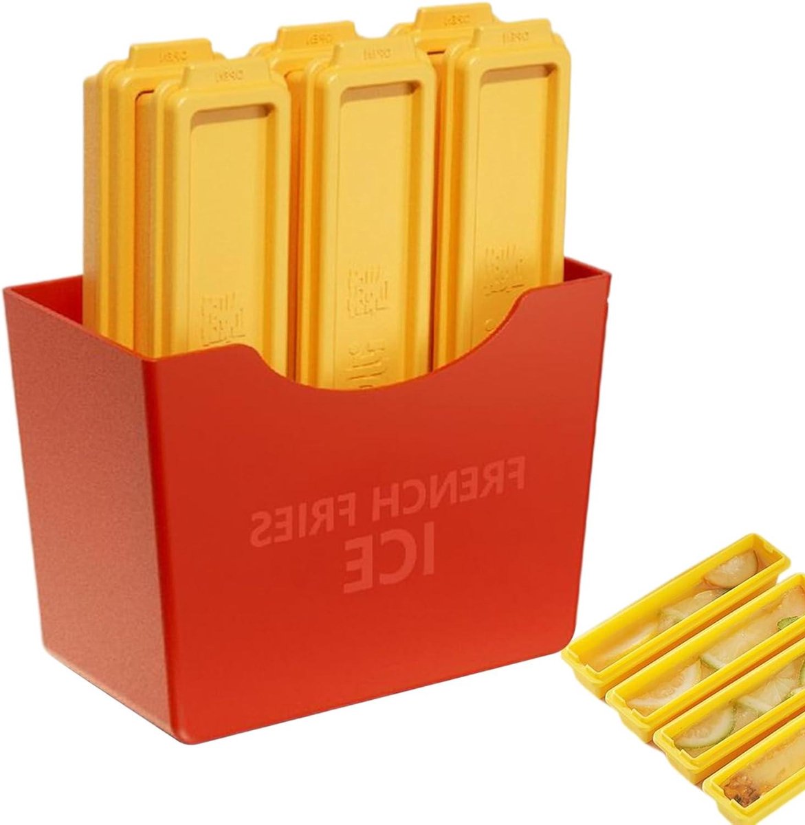 IJsschaal met deksel - Ijsvorm vriezer - Dranken Koelen - Magnetische opbergdoos - 6 blokjes - Wit
