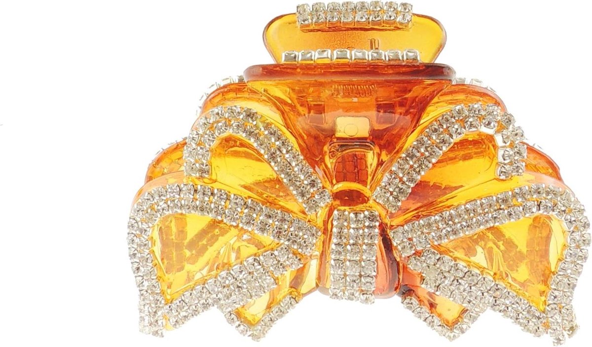 Grote Haar Klauw - Haar Accessoire - Avond Glamour - Extra Sparkly - 11.5 cm - Tort Bruin