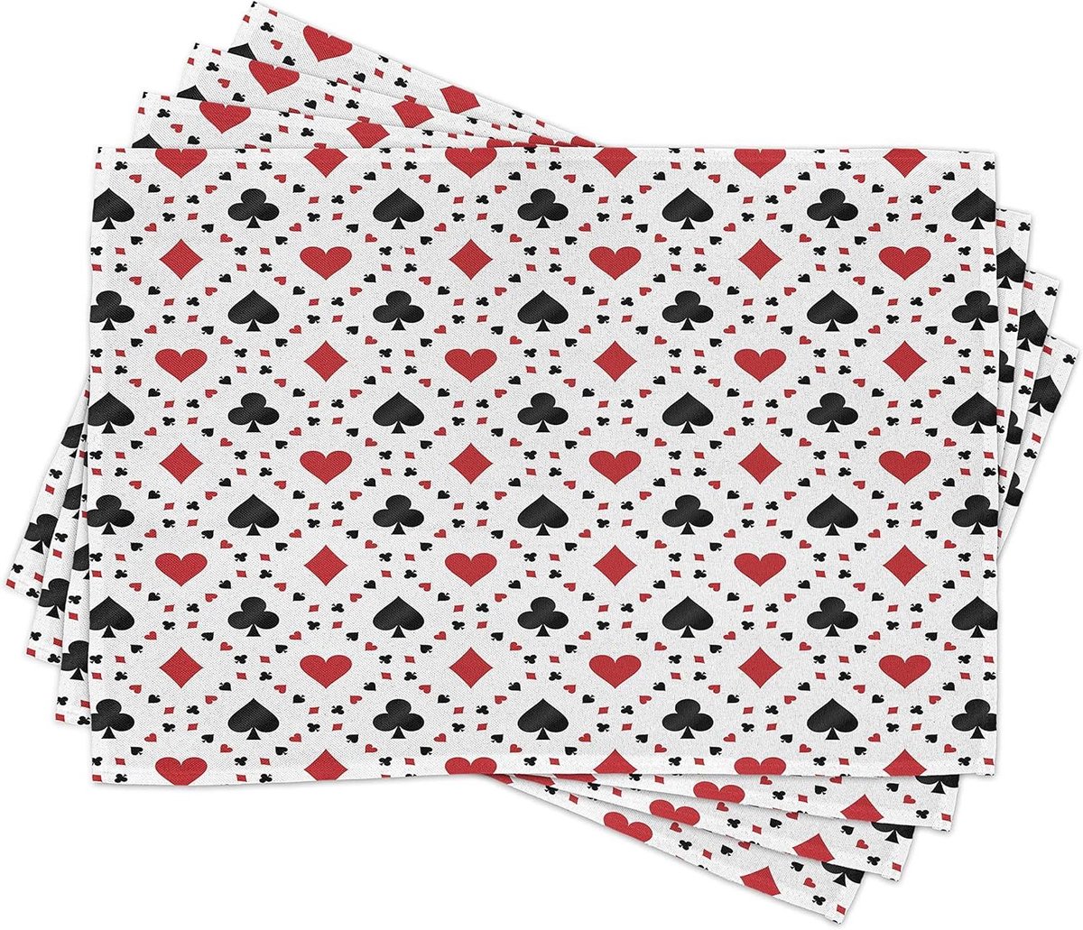 Placemat Set - Tafelonderlegger - Eettafel Decoratie - Levendige Kleuren - 30x45 cm - Rood Zwart