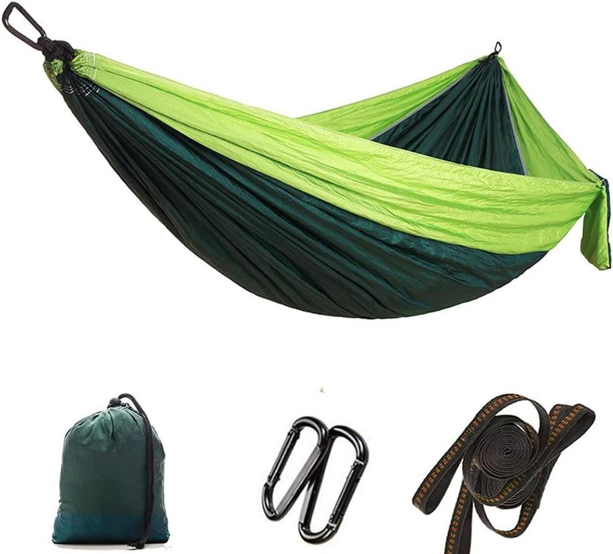 Draagbare Hangmat - Kampeer Bed - Ontspannen Buiten - Sterk Draagvermogen - 300 kg - Groen Combinatie