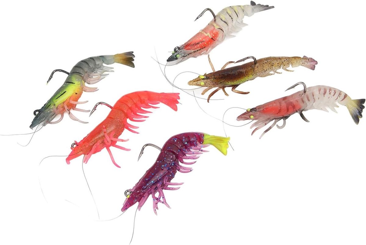 Vissen Lichtgevend Aas, Gesegmenteerd Ontwerp Flexibel PVC 9 Cm Zacht Garnalen Kunstaas Aas voor Zeewater