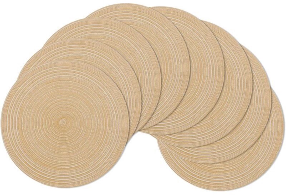Placemats, 6-delige set, kaki 38x38 cm ronde geweven placemats, wasbaar, hittebestendig.