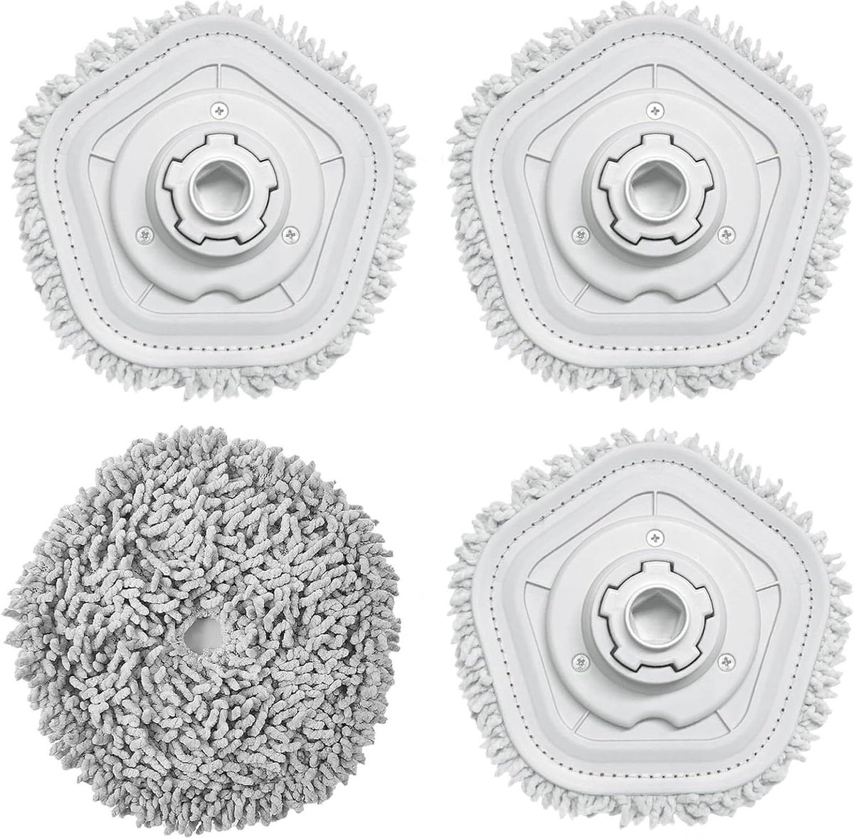 Vervangende dweilmop - Reservekop set - Vloeren reinigen - Hoge wateropname - 4 stuks - Wit