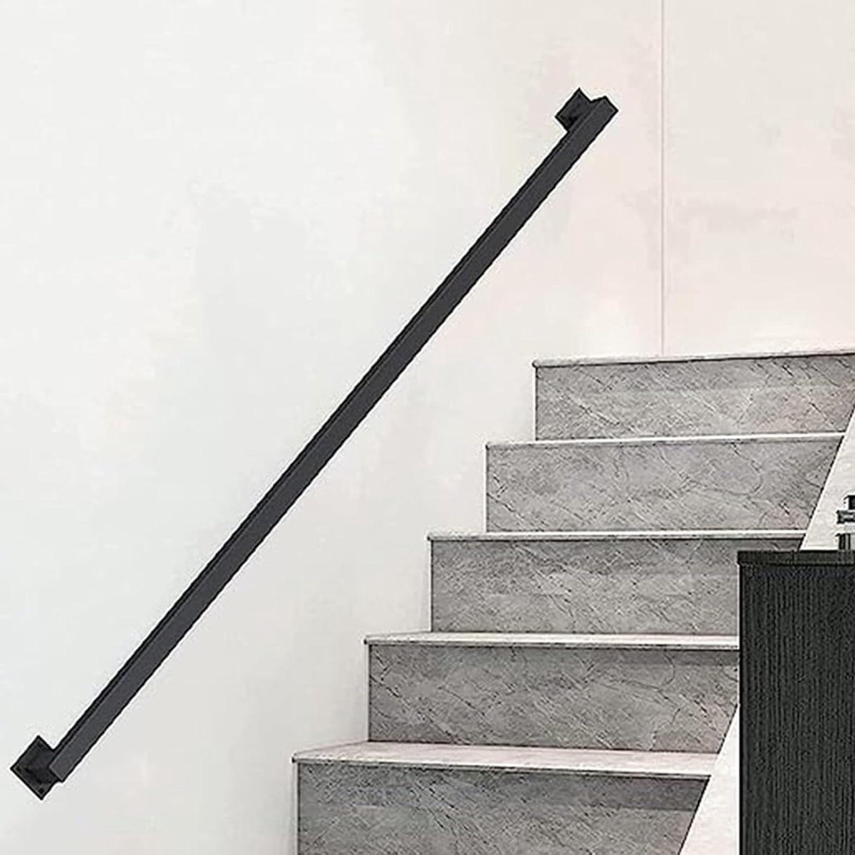 Trapleuning Metaal - Veiligheidshandgreep Steun - Trap Veiligheid - Robuust Smeedijzer - 80 cm - Zwart