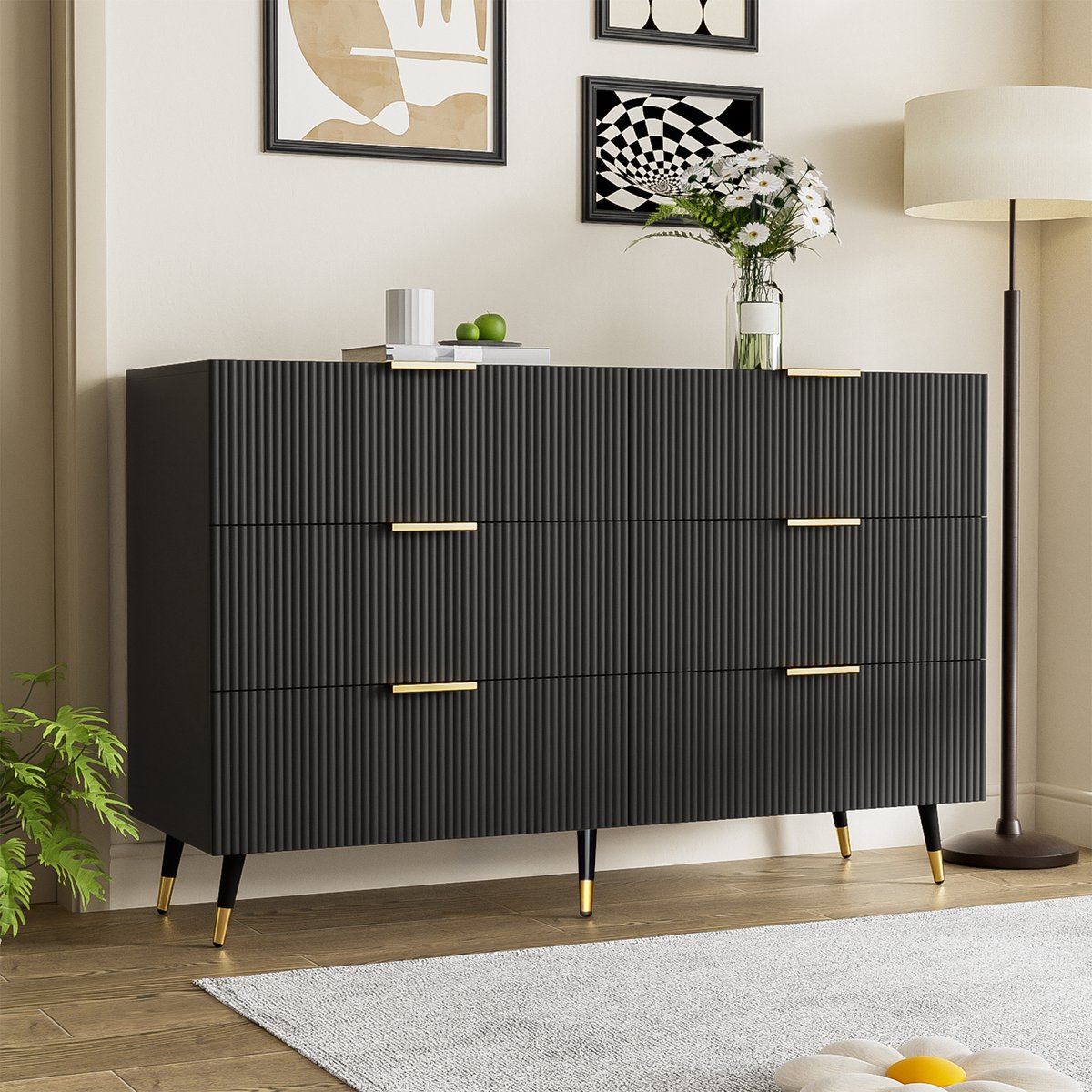 MODFU - Dressoir - 6 Laden - Modern Minimalistisch - Voor Woonkamer Of Eetkamer - Spaanpla