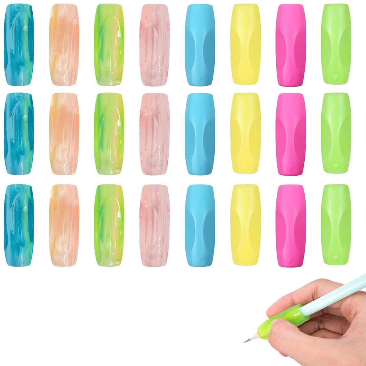 Dailygoods - 24 Stuks Ergonomische Schrijfhulpen voor Kinderen