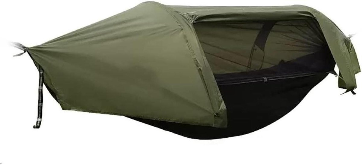 Draagbare Hangmat - Outdoor Relax - Kamperen Wandelen - Sterk Draagvermogen - 270 x 140 cm - Militair Groen