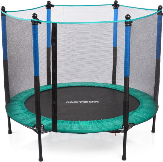 Meteor TRP-50 - Kindertrampoline - 140 cm, mintgroen/blauw, maximaal gewicht 50 kg