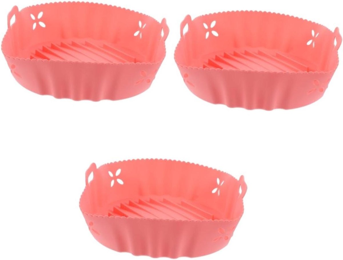 Airfryer Bakvorm - Siliconen Mat - Bakken en Braden - Herbruikbaar en Veilig - 3 stuks - Roze