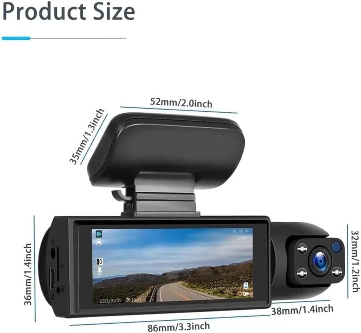 Dubbele Dashcam - Auto Camera - Veiligheid Onderweg - Wifi Smartphone Connectie - 1080p Full HD - Zwart – foto 6