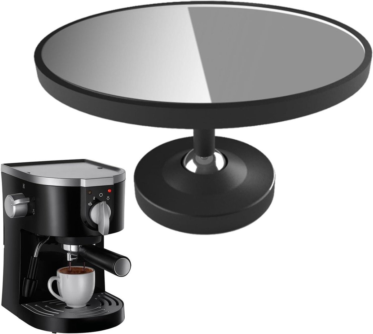 Portafilter Spiegel - Koffie Lens - Espresso Brouwen - Magnetische Basis - 6.5 x 4 cm - Zilver