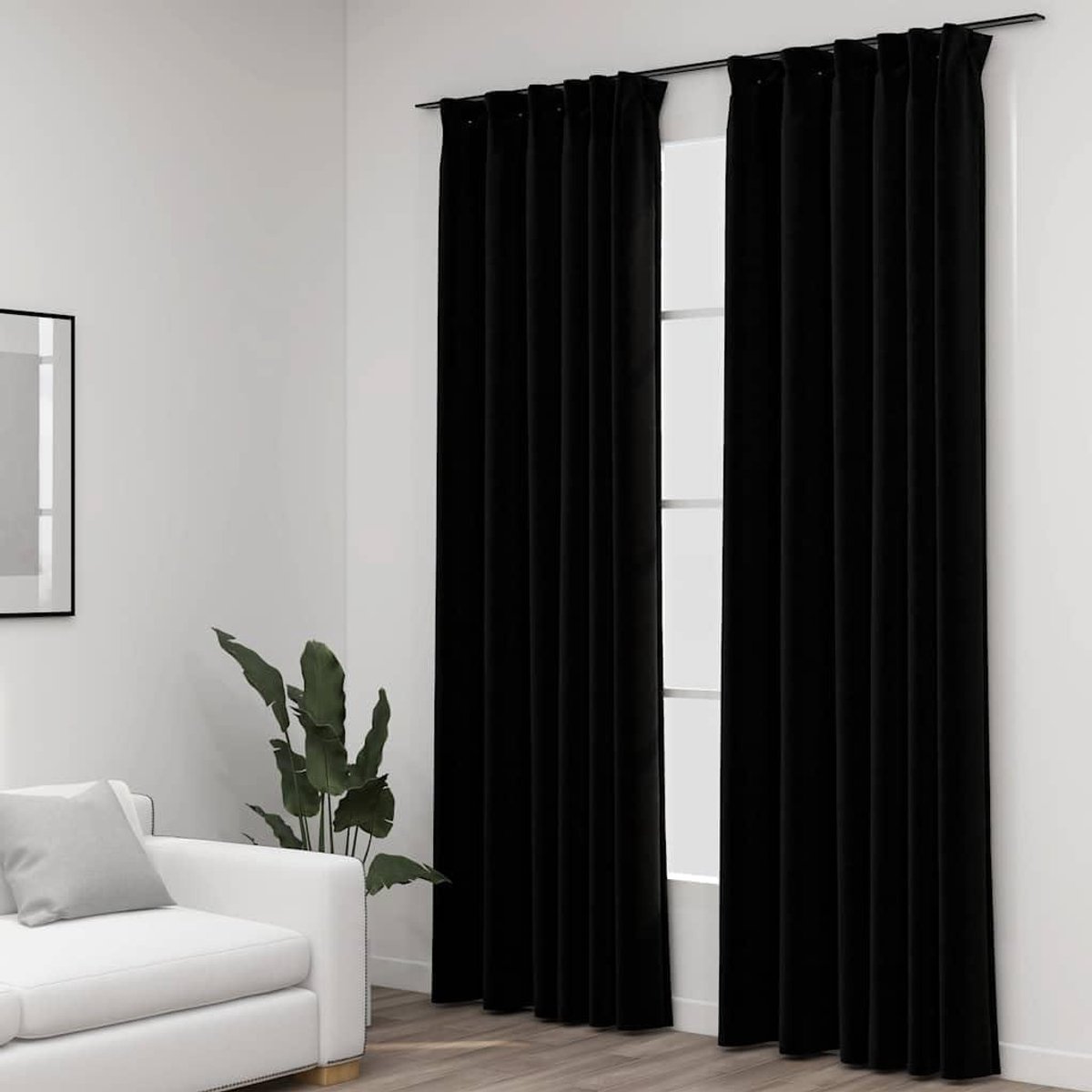 Verduisteringsgordijnen Set - Linnenlook Gordijnen - Privacy Creëren - Met Metalen Haken -