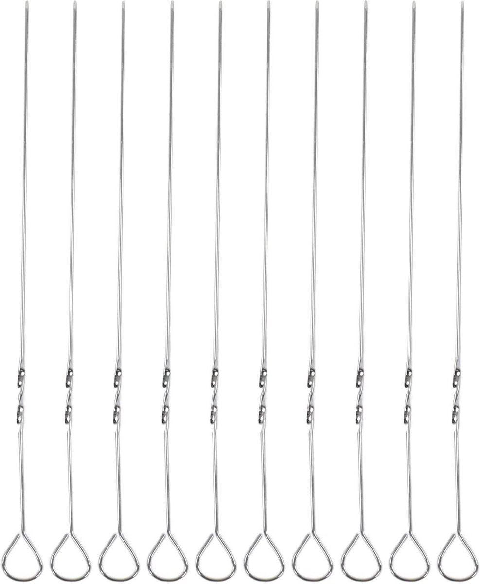 Barbecue Spiesen - Kebab Prikkers - Vlees Grillen - Platte Bladen - 10 Stuks - Zilver