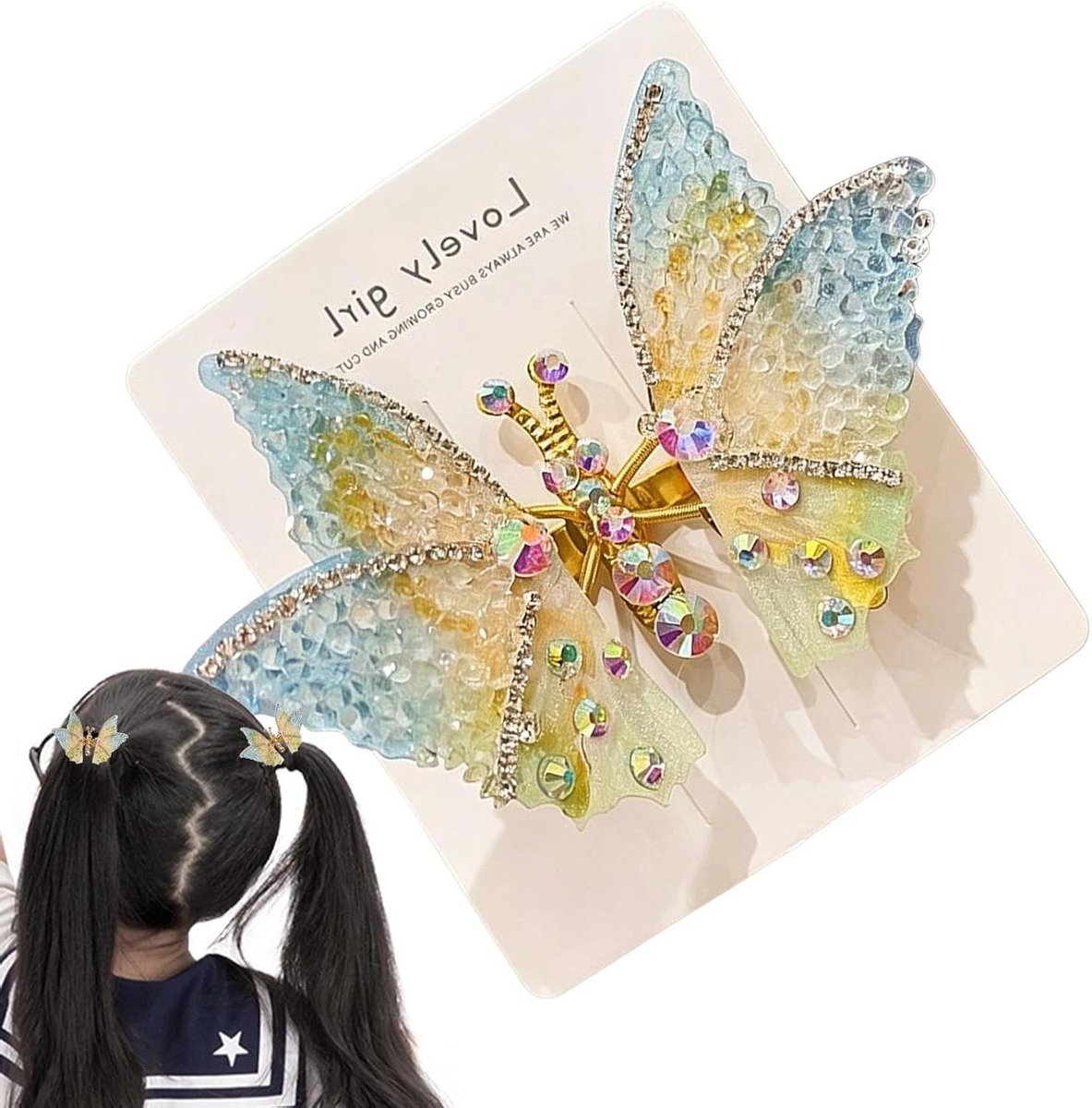 Haarspelden - Strass Clips - Feestelijke Looks - Bewegende Vleugels - 9 x 75 cm - Gekleurd