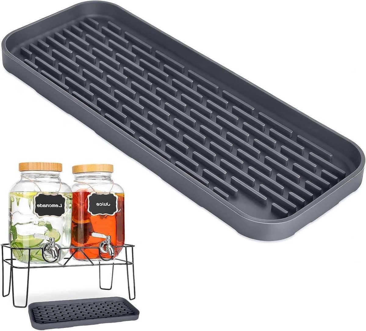 Druppelbak - Vangmat - Apparaten schoonhouden - Antislip siliconen - 30.5 cm - Donkergrijs