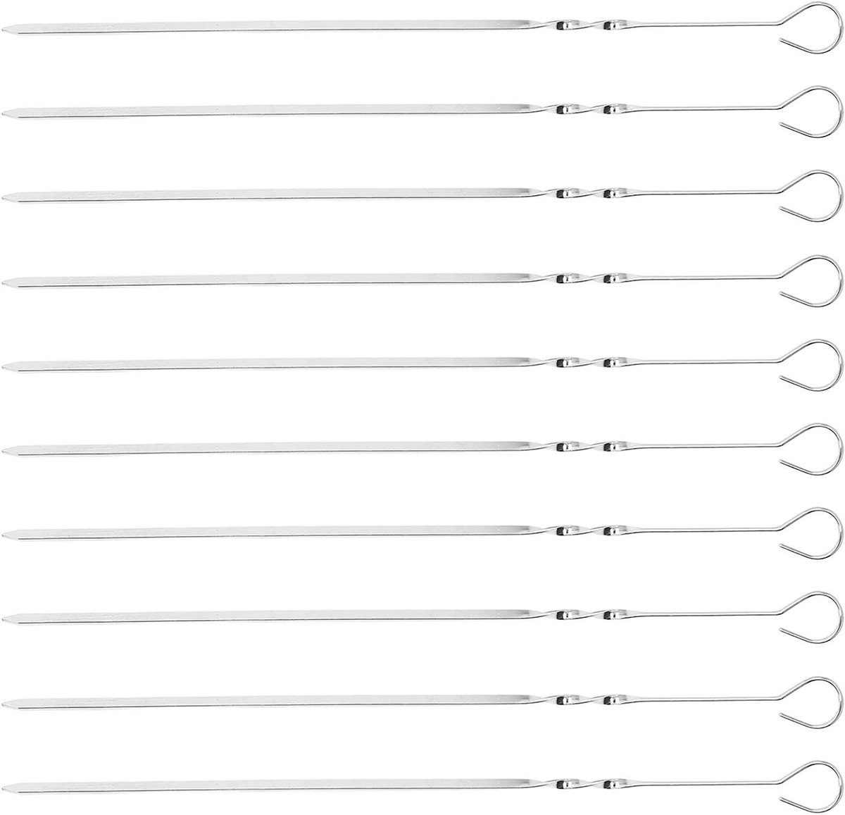Barbecue Spiesen - Grillnaalden - Buiten Koken - Hittebestendig Handvat - 10 Stuks - Zilver
