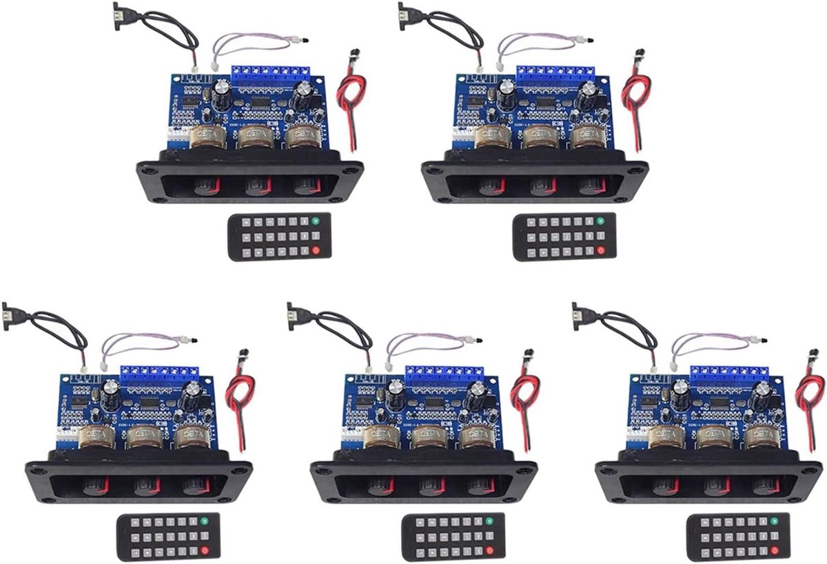 Versterker Set - Audio Versterker - Muziek Streamen - Bluetooth 5.0 - 5 Stuks - Zwart Blauw