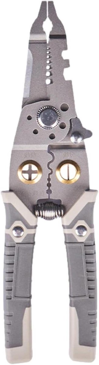 Draadstripper Krimptang - Kabel Gereedschap - Bedrading Monteren - Antislip Handgrepen - 21 cm Lengte - Grijs
