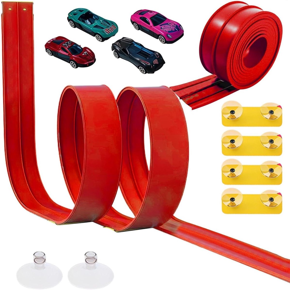 Flexibele Autobaan - Racebaan Speelgoed - Kinderspel - 4.5 Meter Lang - 460 Cm - Rood