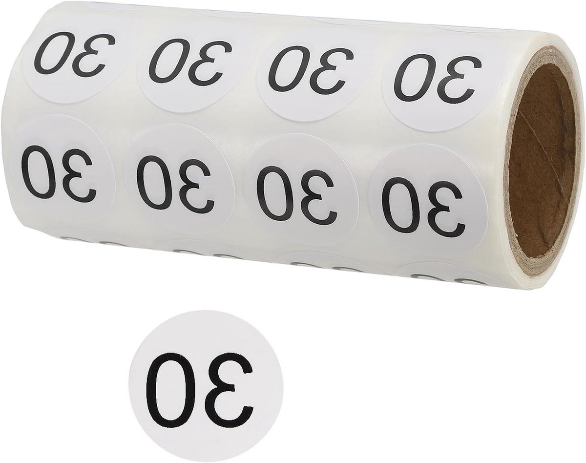 Nummer Stickers - Cirkel Labels - Voorraad Sorteren - Sterke Lijm - 500 Stuks - Zwart
