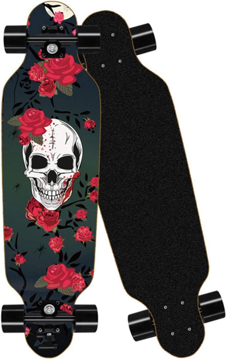 Compleet Skateboard Cruiser Board Trucs en Stunts 8-laags Esdoornhout 31 x 8 inch Schedel Thema